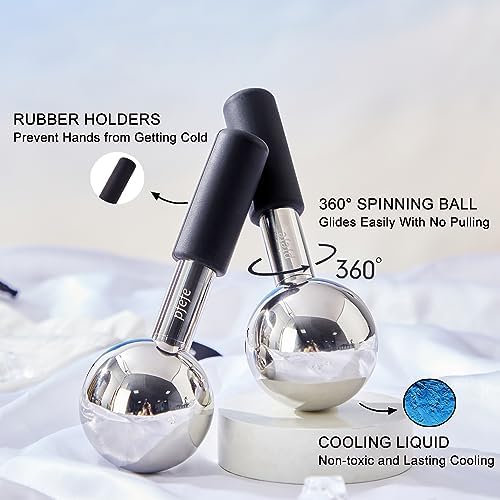Pfefe 360 Rotating Ice Globes for Face & Eyes, Unbreakable Stainless Steel Cryo Sticks for Beauty Routines, Facials Cold Roller Colling Globes for Puffiness, Wrinkles, Dark Circles, Headaches - Image 2