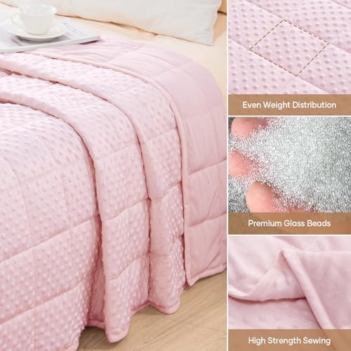 Wemore Weighted Blanket for Adults 15 lbs Queen Size 60"x80" Pink - Image 6
