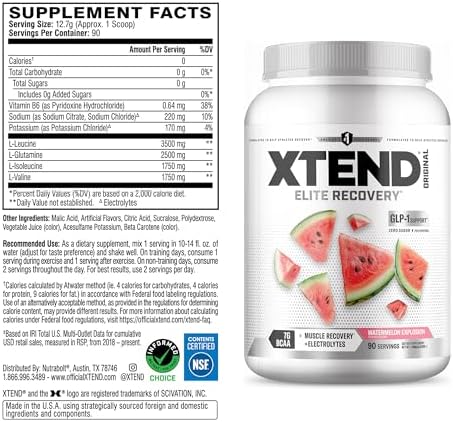 Xtend Original BCAA Powder, Zero Sugar, Watermelon Explosion, 90 Serv - Image 2