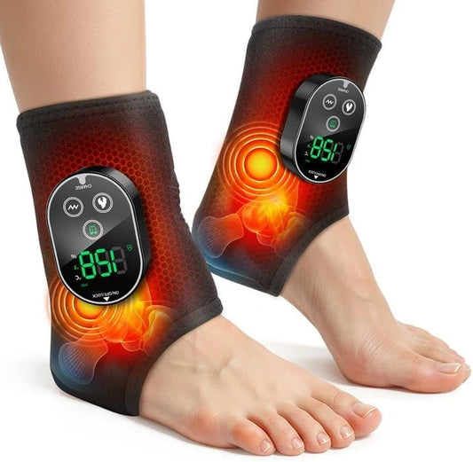 2PCS Cordless Neuropathy Foot Massager, Ankle Massager for Pain Relief, Ankle Heating Pad Plantar Fasciitis Relief, Black by WoloyHeatie