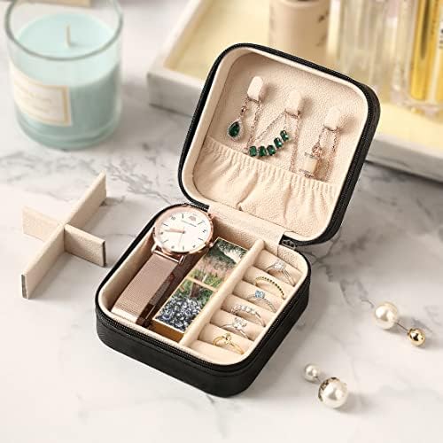 ZPROW Travel Jewelry Case, Mini Portable Jewelry Travel Boxes, Small Jewelry Organizer for Rings, Earrings, Pendants, Watches, Necklaces, Lipsticks Organizer Storage Holder Case (Black-6packs) - Image 4
