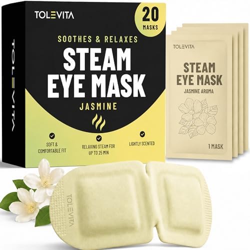 TOLEVITA Steam Eye Mask, 20 Pack Self-Heating Disposable Warm Eye Masks for Relaxation & Comfort (Jasmine) by TOLEVITA