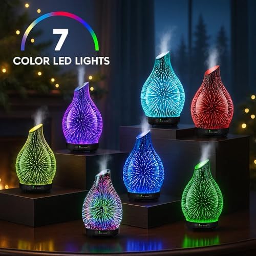 Glass Essential Oil Diffuser for Home, 120ML, 7 Color Lights - Image 5