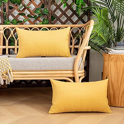 Kevin Textile Outdoor Waterproof 12”x20” Pillow Covers 2 Pack, Yellow - Image 4