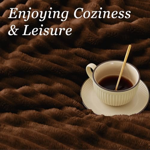 BEDELITE Ribbed King Size Blanket for Bed, Chocolate Brown, 108"x90" - Image 5