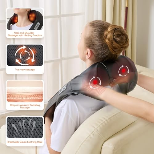 LAOBEN Neck and Shoulder Massager for Shoulder Massage and Neck Massage, Shiatsu Neck Massager with Heat, Shiatsu Back Massager for Office & Home Use, Birthday Gifts for Him Her (Parents/Friends) - Image 5