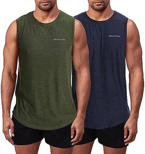 Men’s BIG and TALL 2 Pack Active Gym Sleeveless Shirts Muscle Tank Top by DifferentTouch