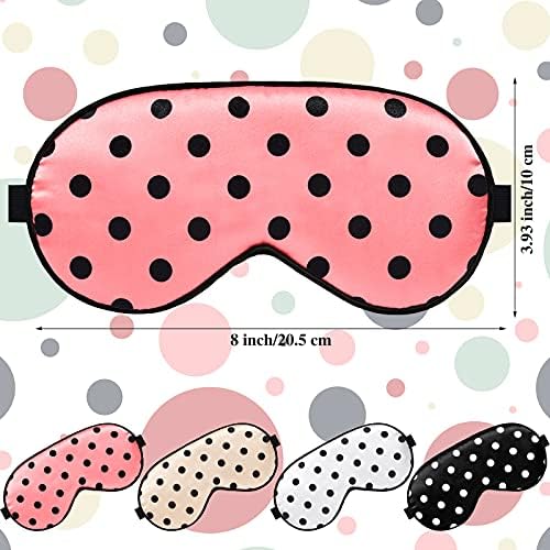 Geyoga 4 Pcs Silk Dot Sleep Eye Mask Dot Blindfold with Adjustable Strap Silk Soft Dot Eye Cover for Women Men Satin Night Blindfold Cover - Image 2