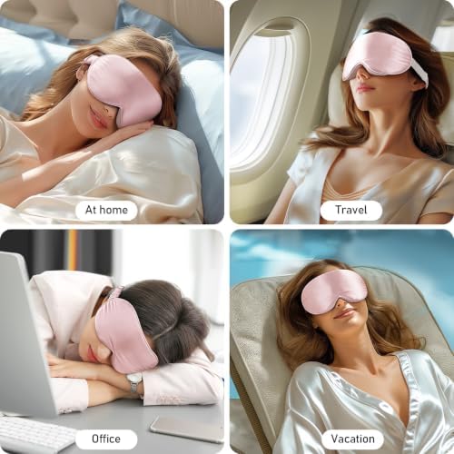 LitBear 100% 22 Momme Mulberry Silk Sleep Mask - 3D Contoured, Light Pink - Image 7