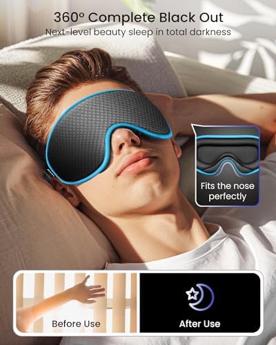 WAOAW Sleep Mask for Men Women: Blackout Eye Masks for Sleep - 3D Breathable Soft Comfortable Eye Mask for Travel - Adjustable Light Blocking Night Masks for Sleeping - Image 3