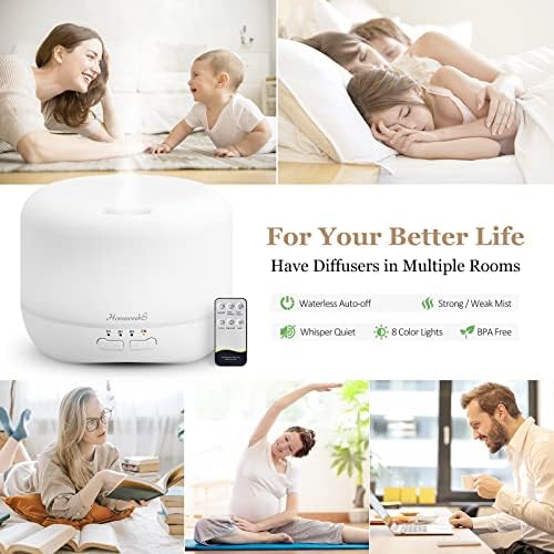 Homeweeks Essential Oil Diffuser for Room Aromatherapy Scent Diffuser - Image 3