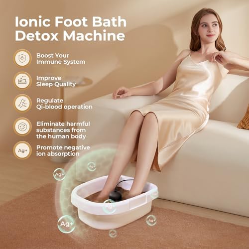 Upgraded Ionic Foot Bath Detox Machine – No Salt Limit, No Alarm Shutoffs | One-Touch 30-Min Auto Spa | 2 Arrays, 15 Liners & Detox Sea Salt | Home Foot Spa for Circulation & Relaxation - Image 2