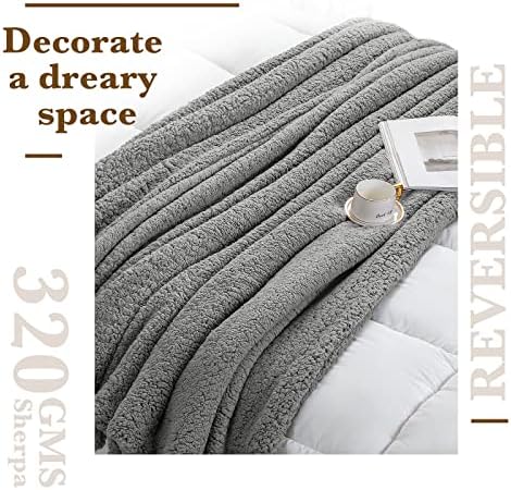 LBRO2M Sherpa Fleece Bed Blanket Super Soft Plush Warm Throw Twin 65"X90" - Image 5