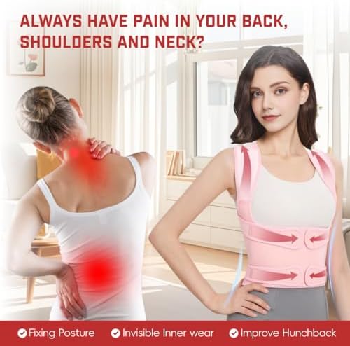 Back Brace Posture Corrector for Women & Men, Adjustable Shoulder Straightener with Full Back Support, Relief for Lower & Upper Back Pain, Hunchback & Scoliosis (Pink, Small) - Image 2