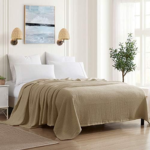 100% Fine Cotton Luxurious Basket Weave Blanket, Taupe, King Size (Pack of 6) by SweetHomeCollection
