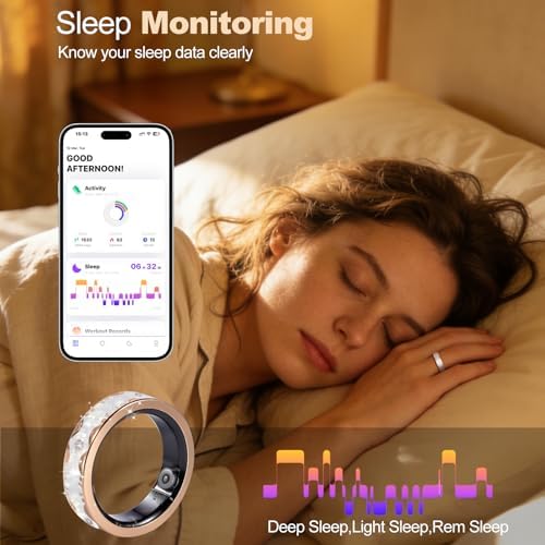 Smart Ring Health Tracker for Women & Men Fitness Tracker Ring White 8# - Image 3