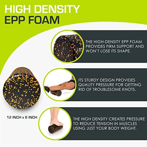 ProsourceFit High Density Foam Rollers 12 - inches long,Firm Full Body Athletic Massage Tool for Back Stretching, Yoga, Pilates, Post Workout Muscle Recuperation, Black/Orange - Image 3