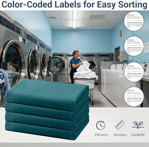 Bulk Queen Flat Sheets Only, 6 Pack Quick Sort Top Bed Sheet, Color-Coded Label Threads, Wrinkle-Free Shrinkage Durable Microfiber Hotel Motel Airb&bs Essentials for Hosts (90"x102",Teal) - Image 4