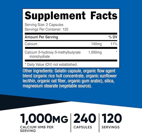 Nutricost HMB (Beta-Hydroxy Beta-Methylbutyrate) 1000mg, 240 Capsules - Image 2