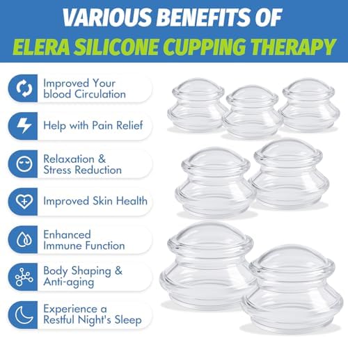 ELERA Silicone Cupping Therapy Set, Professionally Chinese Massage Cups for Cupping Therapy and Cellulite Reduction (7 Cups) - Image 4
