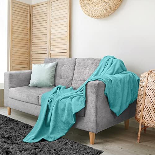 Utopia Bedding 100% Cotton Thermal Blanket Mint Twin, 90x72 Inches - Image 5