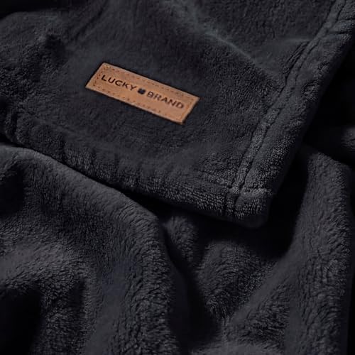 Lucky Brand Solid Plush 50"X70" Throw Blanket, Black - Soft, Cozy, and Timeless Comfort - Image 5