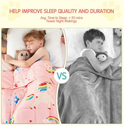 yescool Unicorn Weighted Blanket 3 Pounds Cooling Weighted Lap Blanket, Pink Rainbow Heavy Blanket, Breathable Weighted Throw Blankets Gifts for 20-40lbs, 36"x48" - Image 2