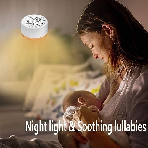 Sound Machine Easysleep White Noise Machine with 25 Soothing Sounds and Night Lights with Memory Function 32 Levels of Volume and 5 Sleep Timer Powered by AC or USB for Sleeping Relaxation (White) - Image 3