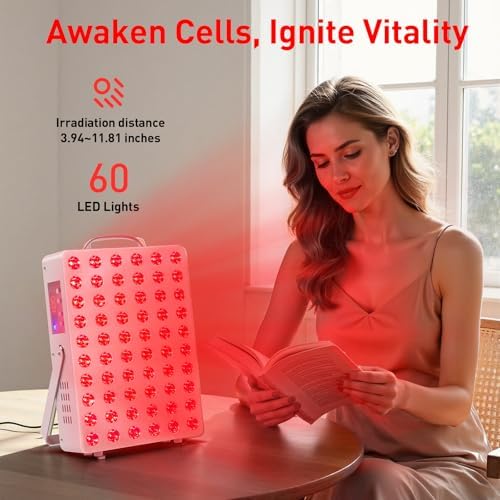 Red Light Therapy for Face Body Infrared Light Therapy for Body 150W with 60 Dual Chip LEDs with 660nm & 850nm Near Infrared LED Red Light Therapy Panel at Home 3 Modes Adjustable Brightness and Timer - Image 6