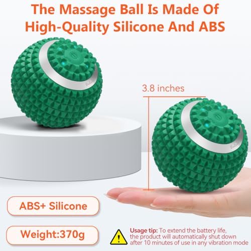 Vibrating Massage Ball 4-Speed High-Intensity Fitness Yoga Massage Roller, Relieving Muscle Tension Pain & Pressure Massaging Balls (Green) - Image 4