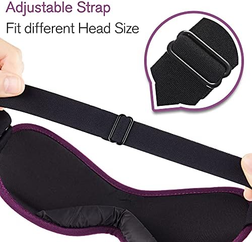 PrettyCare Eye Mask for Sleeping 2 Pack, Sleep Masks for Women Men, 3D Contoured Cup Blindfold Eye Mask, Soft Block Out Light Sleep Mask, for Sleeping, Shift Work, Yoga, Traveling (Black and Purple) - Image 4