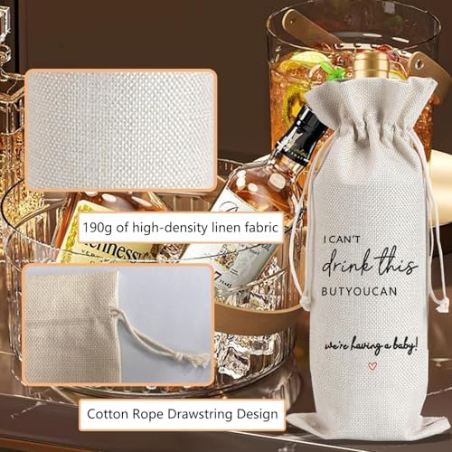 2 Pcs Pregnancy Announcement Wine Bag New Mom Dad Pregnancy Announcement for Grandparents Parents Aunt friends with 2 Pcs Kraft Blessing Cards and natural jute rope - Image 4