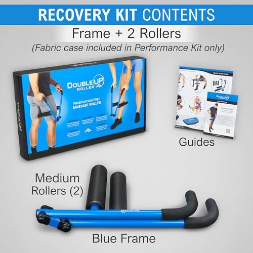 DoubleUP Roller D2 Leg & Arm Massager, Metal Frame + 2 Rollers, Blue - Image 2