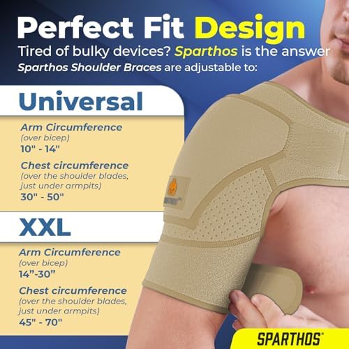 Sparthos Rotator Cuff Shoulder Brace for Women & Men - Support - Beige-XXL - Image 4