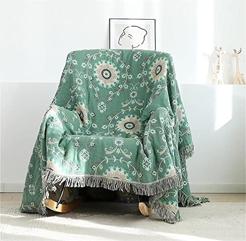 MSGKV Boho Throw Blanket 60"x80" 100% Cotton Green Blanket Couch Decor - Image 6