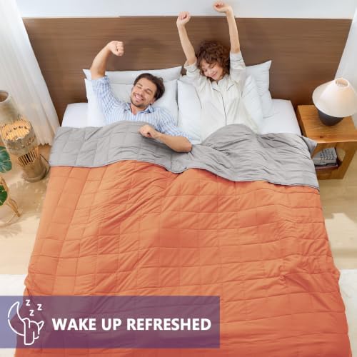 King Size Weighted Blanket for Adults (25 lbs, 80” x 87”, Orange) Cooling Heavy Blanket for Sleeping Perfect for 240-260 lbs, Breathable Blanket for Adults & Couple All Season, Machine Washable - Image 5
