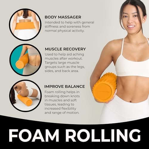 Oceanfoam Tidal Roller - Gold - Muscle Massage Foam Roller for Back Pain & Stretching - Firm and Ergonomic Wide Wave Textured - Yoga, Athletics, & Wellness - Full Size, 20" x 5" - Image 5