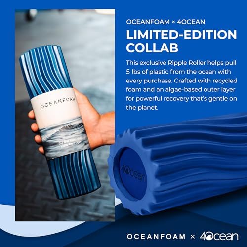 Oceanfoam x 4ocean Roller (Royal Blue) – Limited Edition Muscle Roller for Back Pain & Yoga - High Density Foam for Physical Therapy - Textured for Deep Tissue Massage - Image 2