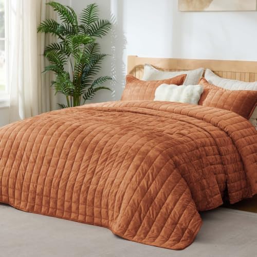 BEDELITE Velvet Quilt Set King Size, Luxury Velvet Comforter Bedding - Image 2