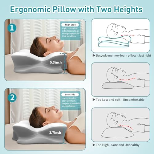 Cervical Neck Pillow for Pain Relief - Ergonomic Memory Foam Pillows - Image 6