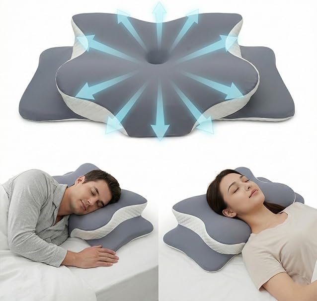 Cervical Neck Pillow, Ergonomic Neck Pain Relief Memory Foam Support Pillow by Milentii