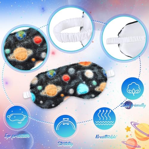 Cuffbow 6 Pack Fuzzy Sleep Masks Plush Eye Mask,Astronaut,Blue - Image 3