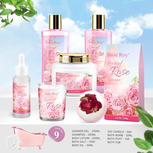 Spa Gifts for Women Rose Spa Gifts Bath and Body Gift Basket Set Care Kit - Image 2