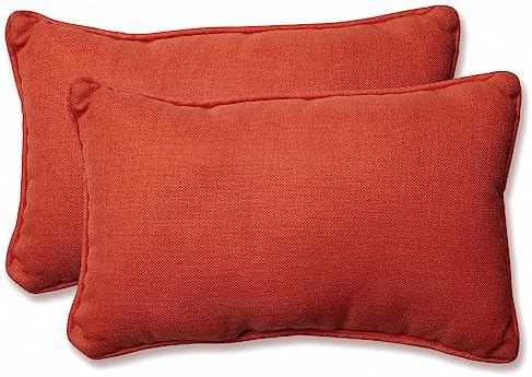 Pillow Perfect Rave Solid Indoor/Outdoor Lumbar Pillow Plush Fill, Weather and Fade Resistant, Lumbar - 11.5" x 18.5",, Orange, 2 Count by PillowPerfect