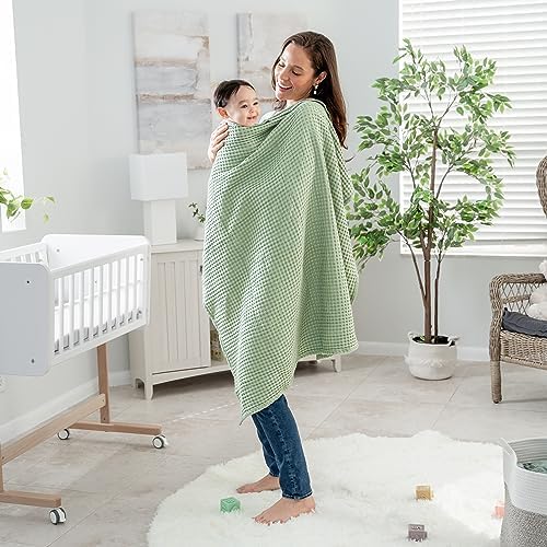 Comfy Cubs Waffle Weave Baby Blanket - 40” x 40” Cotton Blanket with Textured Design - Lightweight Swaddle for Bed, Crib, Stroller, or Couch - Soft and Cozy Cover for Toddlers, Boys & Girls - Sage - Image 5