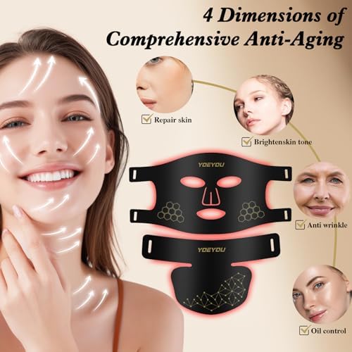 Red Light Therapy for Face and Neck, 850nm Infrared & Red Light Mask, 4 Modes LED Face Mask Light Therapy with Neck Masks, 2600mAh Rechargeable Portable Skincare Device at Home & Travel - Image 2