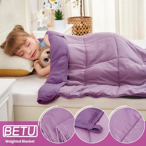 Purple Weighted Blanket 7lbs, 40"x60", Cooling Heavy Throw Blanket for 60-90lbs, Microfiber Soft Thick Big Blankets Weighted Comforter Breathable Gift - Image 5