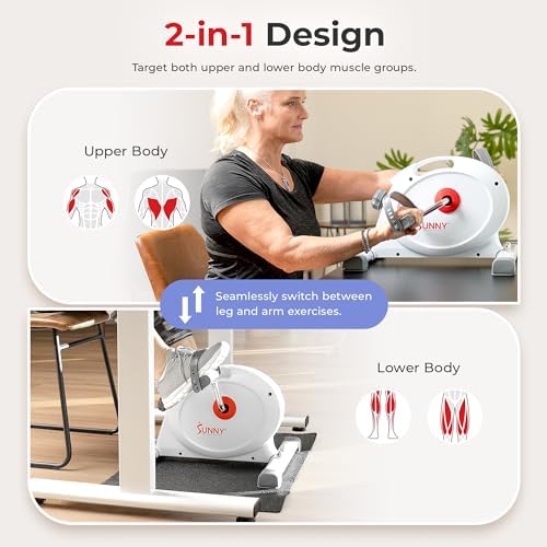 Sunny Health & Fitness Smart Mini Cycle, Under Desk Pedal Arm/Leg Exerciser - Image 2