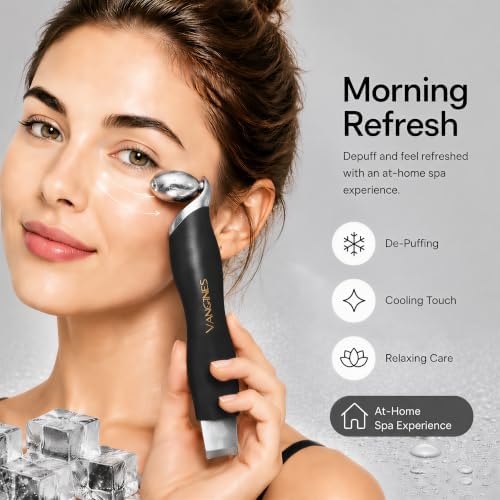 Ice Roller for Face & Eyes, Cooling Facial Roller with Blackhead Remover & 2 Silicone Brushes, Stainless Steel Face Roller for Puffiness, Pores & Deep Cleansing(Black) - Image 2