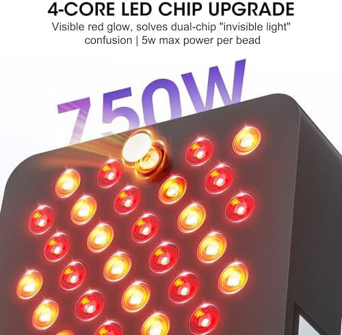 150 LEDs 750W Red Light Therapy - Upgraded 4-CORE LED Chips Red Infrared Light Device with 3 Modes, Timer & Rolling Base, 660nm/850nm Near Infrared Light for Face & Body Care - Image 3
